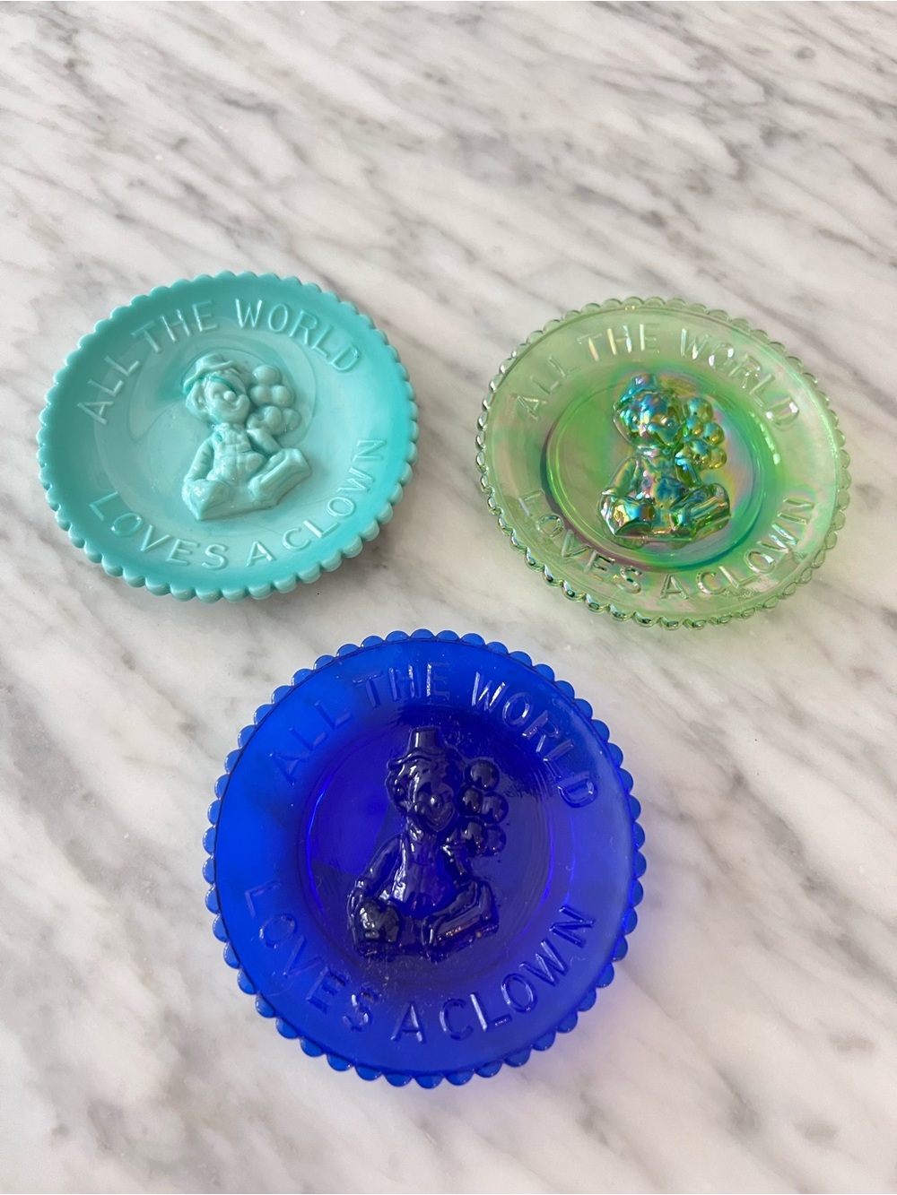 Vintage Mosser Decorative Clown Glass Plates Set